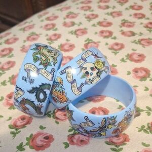 Blue Tattoo-Style Bangle Set Ed Hardy STYLE